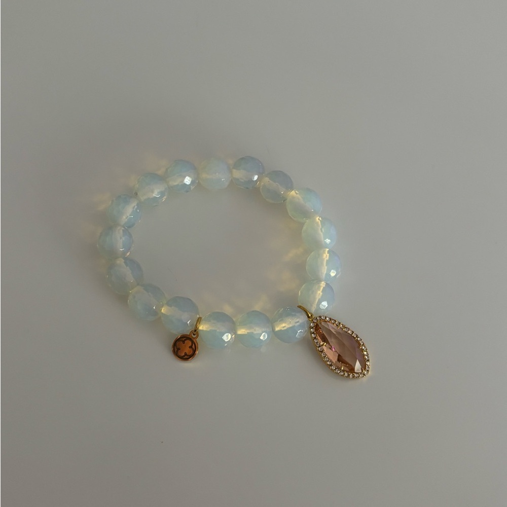 Oriana Lamarca Designs Elegant Opalite Bracelet with Peach Crystal Pendant